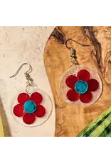 Pula Capiz Flower Dangle Earrings, Philippines