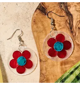 Pula Capiz Flower Dangle Earrings, Philippines