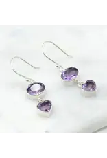 Amethyst Drop Silver Earrings, Nepal