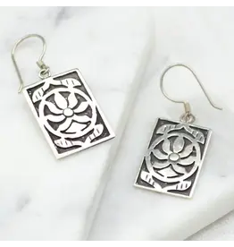 Long Lotus Silver Earrings