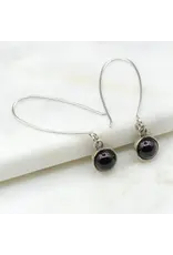 Dramatic Drop Silver Earrings, Nepal, Onyx