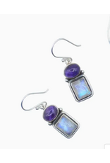 Sterling Silver Earrings   Amethyst/Moonstone, Nepal