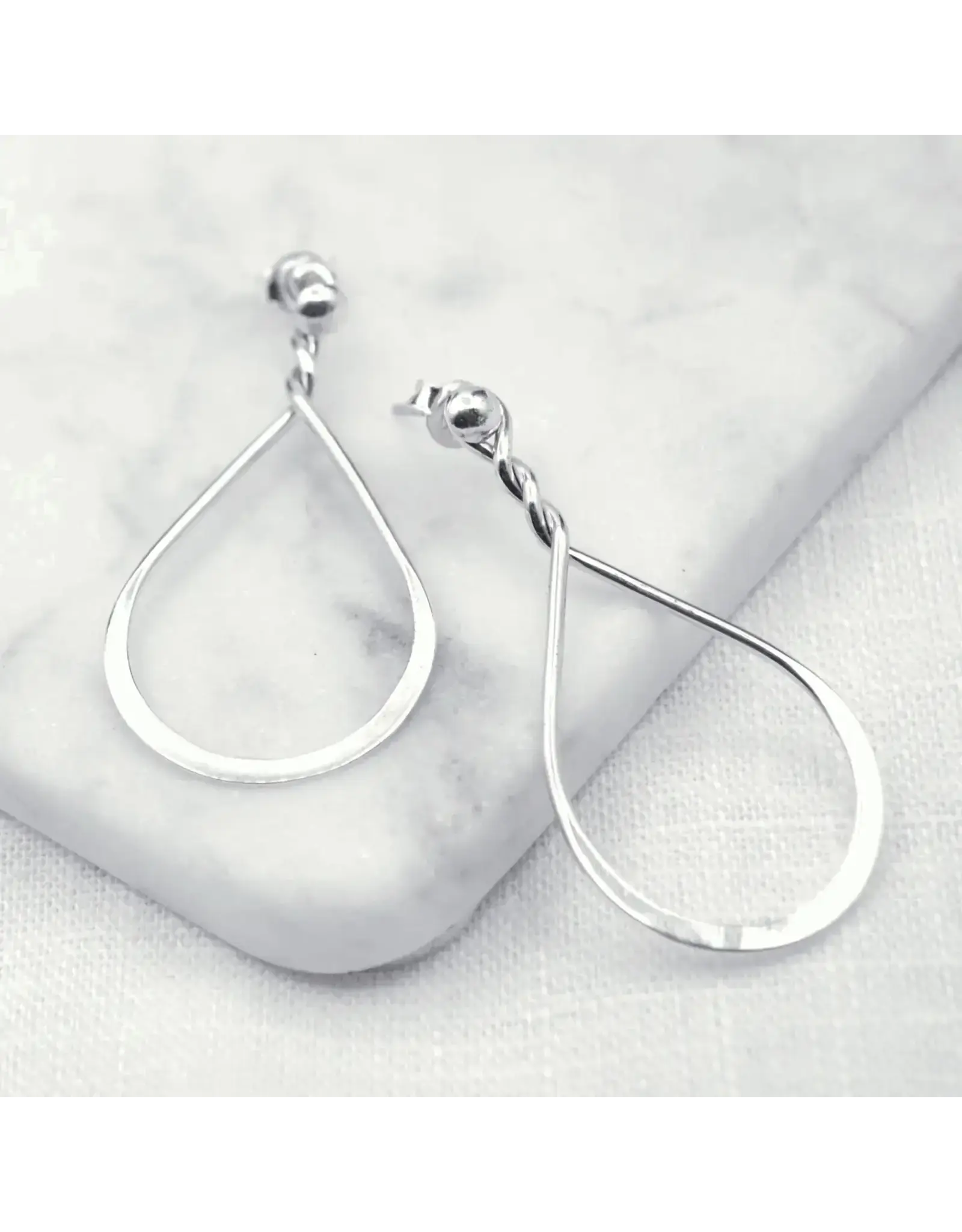 Teardrop Twist Silver Earrings, Nepal