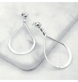 Teardrop Twist Silver Earrings, Nepal