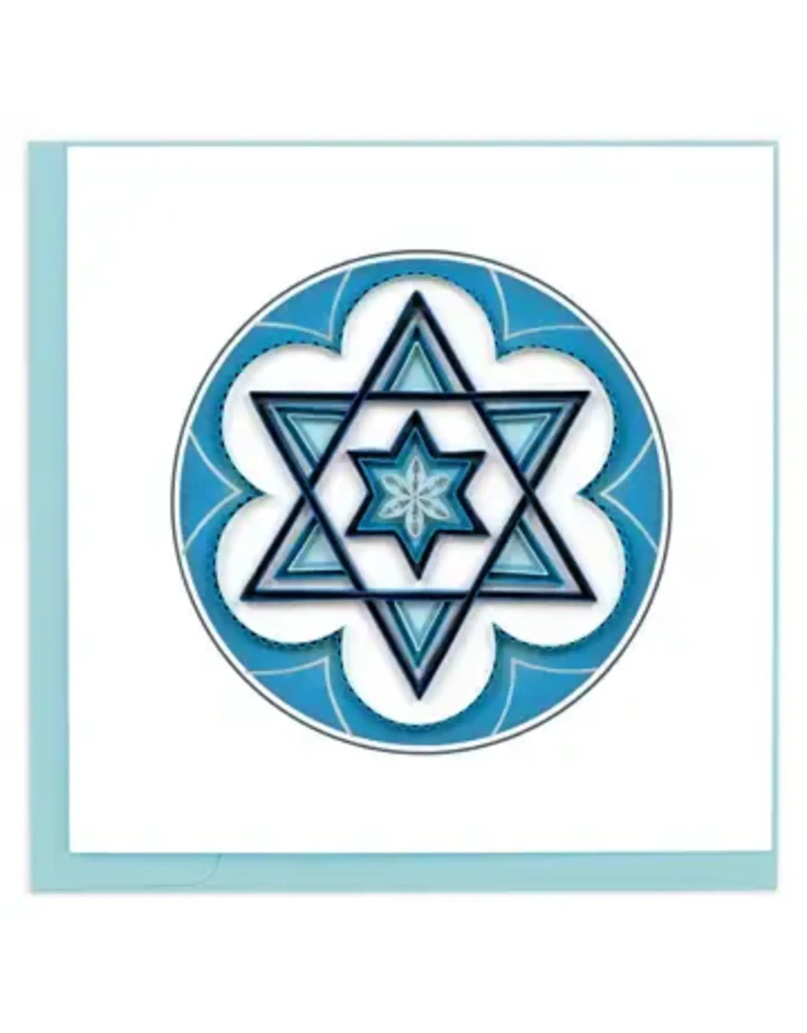 Quilled Blue Star of David Greeting Card