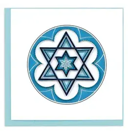 Quilled Blue Star of David Greeting Card