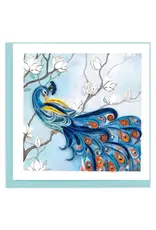 Quilled Peacock with White Flowers Greeting Card