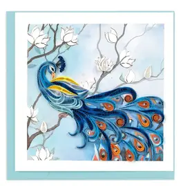 Quilled Peacock with White Flowers Greeting Card