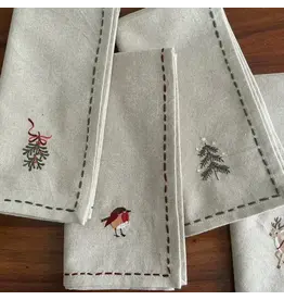 Napkins Embroidered Holiday Set of 4 20x20