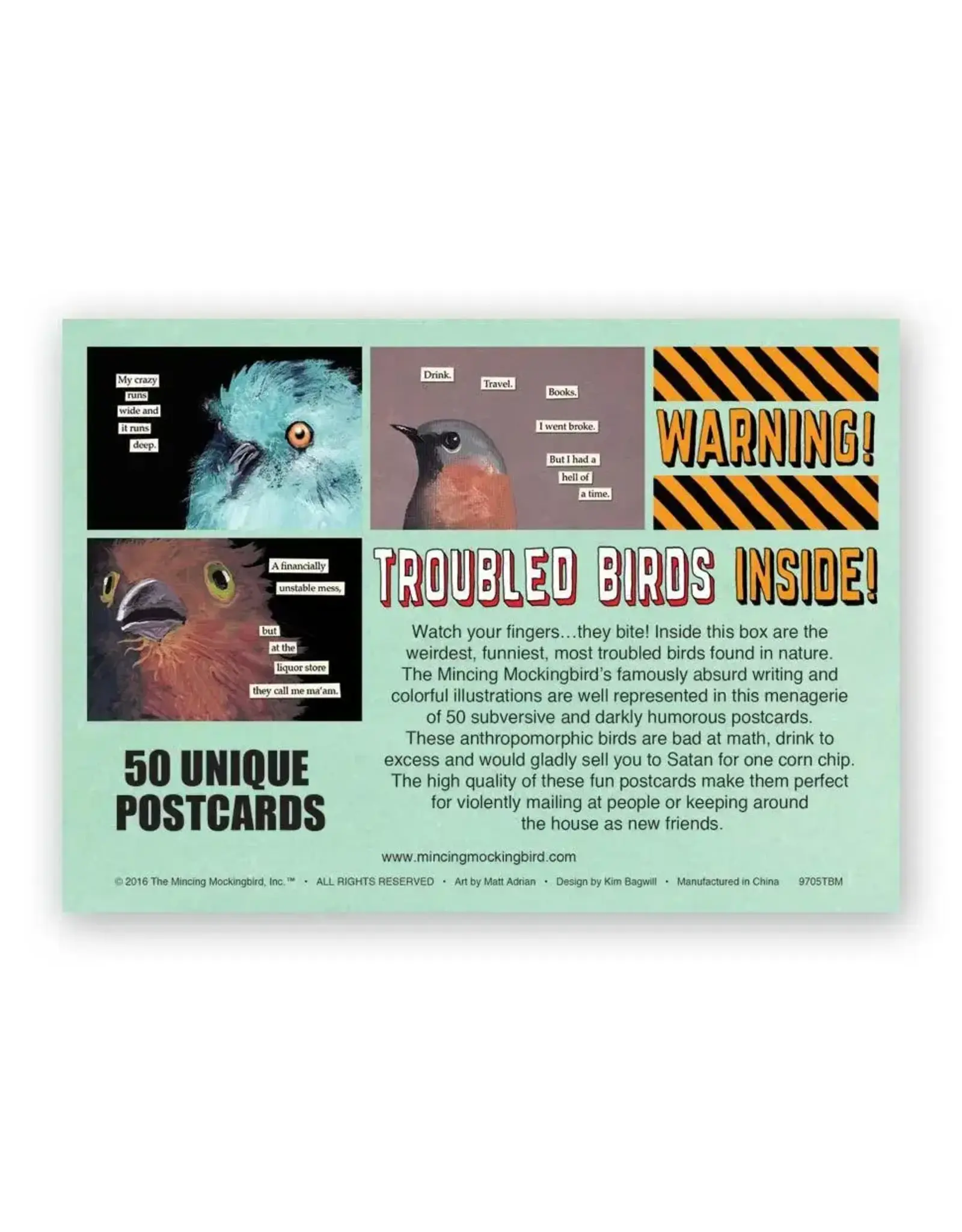 Troubled Birds Postcards - Box Set of 50