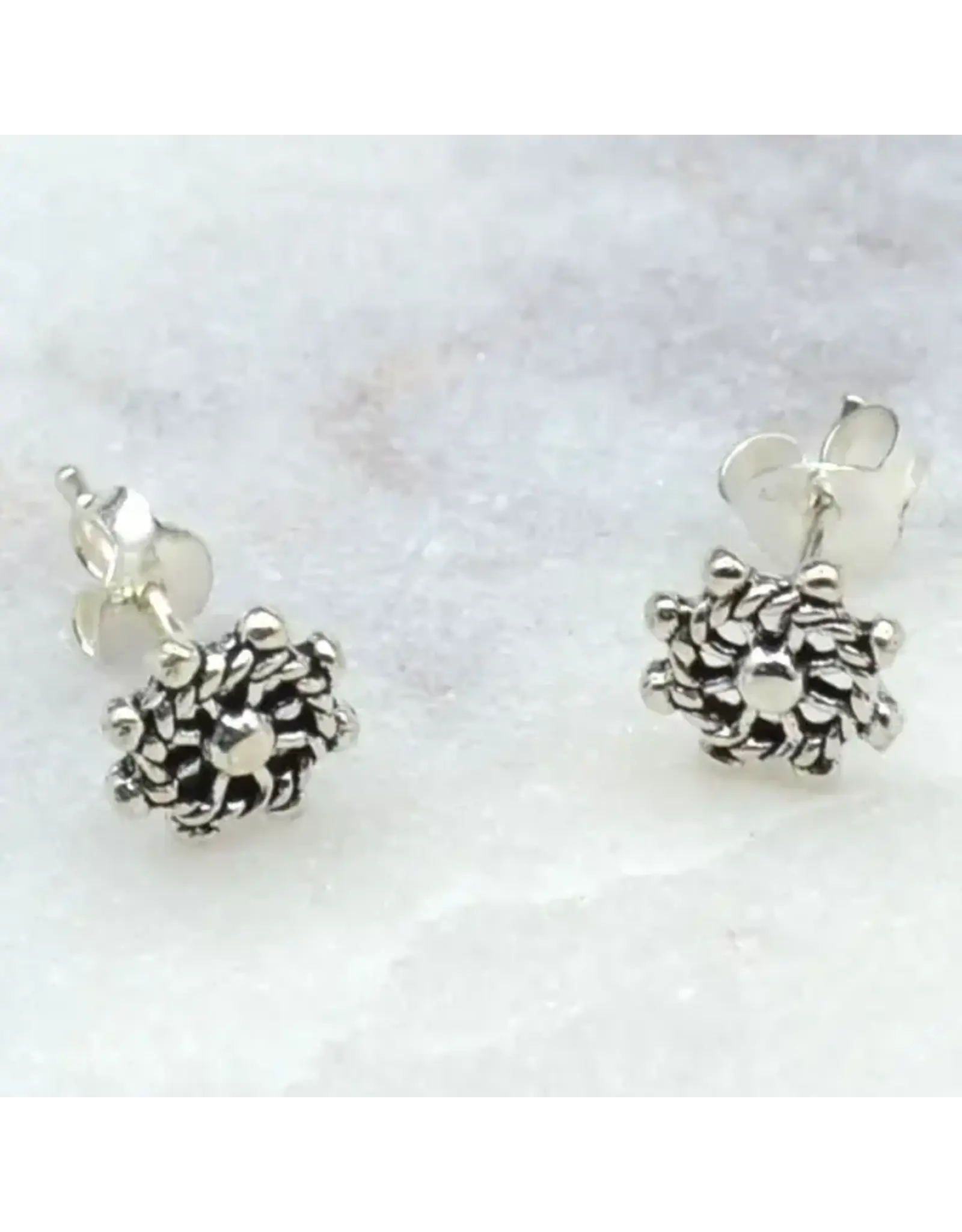 Wheel of Dharma Sterling Silver Stud Earrings, Nepal
