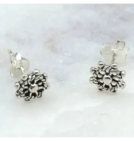 Wheel of Dharma Sterling Silver Stud Earrings, Nepal