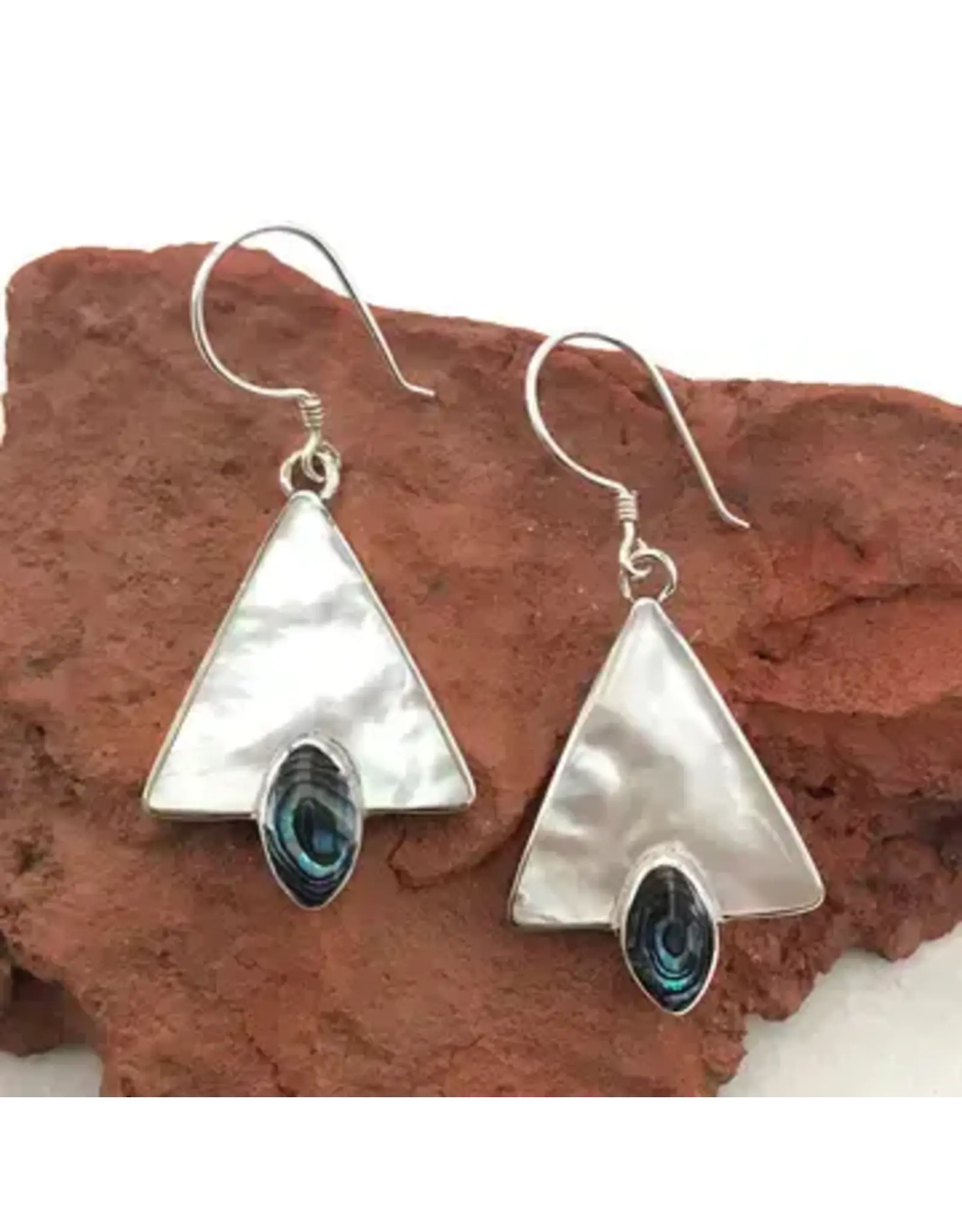 Mother-Of-Pearl Triangle Earrings - Sterling Silver, Indonesia