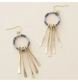 Kaia Brass Tassel Earrings - Blue Thread Wrapped, India