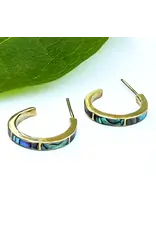 Abalone Inlay Huggies - Brass, Indonesia