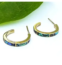 Abalone Inlay Huggies - Brass, Indonesia