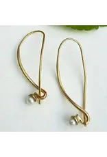 Artsy Pearl Earrings - Hand cut brass, Indonesia