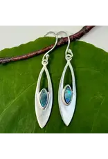 Elliptical Abalone Earrings - Sterling Silver, Indonesia