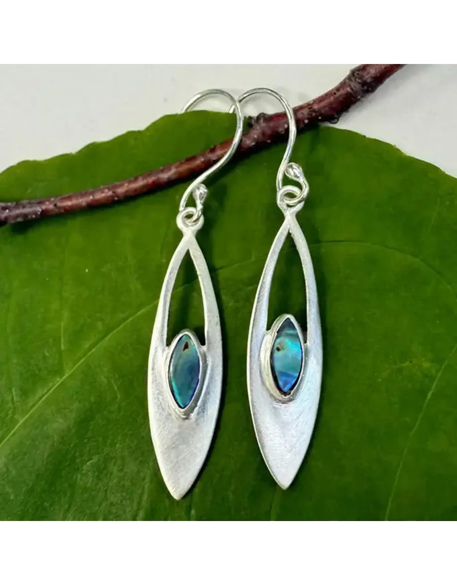 Elliptical Abalone Earrings - Sterling Silver, Indonesia
