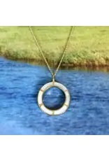 Mother-Of-Pearl Inlay Circle Necklace - Brass, Indonesia