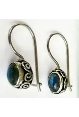 Petit Labradorite Filigree Earrings - Sterling Silver, Indonesia