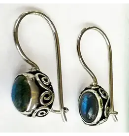 Petit Labradorite Filigree Earrings - Sterling Silver, Indonesia