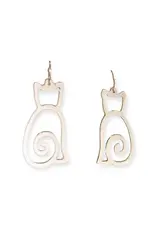 Sleek Cat Earring, India, Silver Color