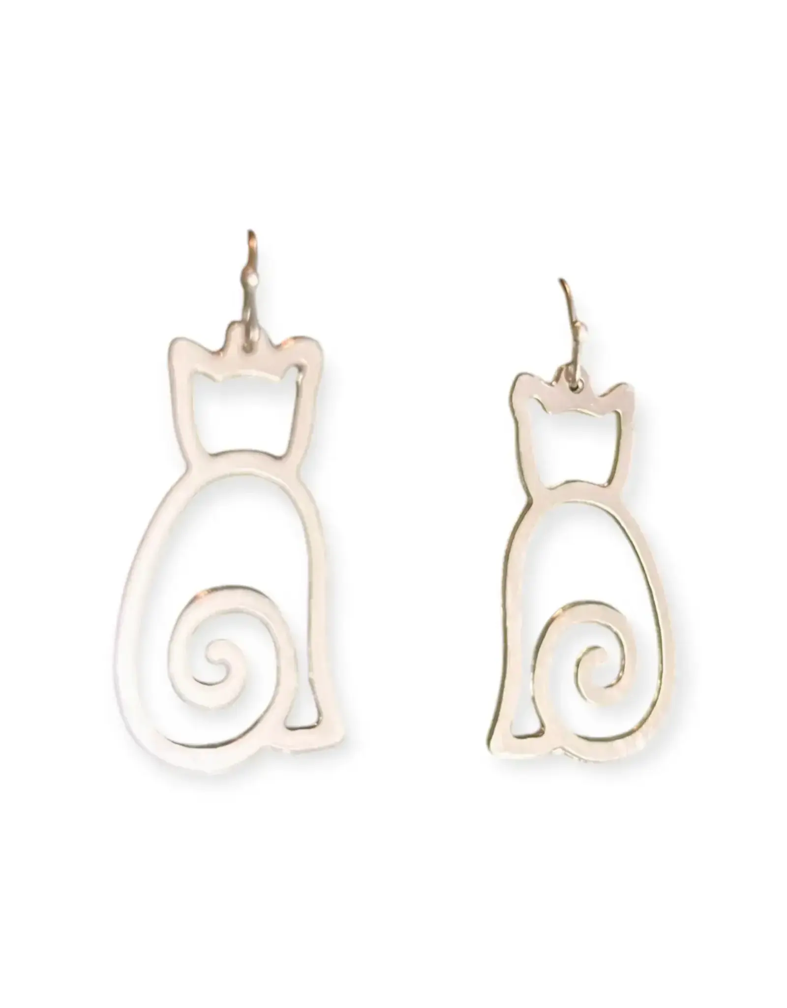 Sleek Cat Earring, India, Silver Color