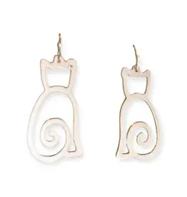Sleek Cat Earring, India, Silver Color