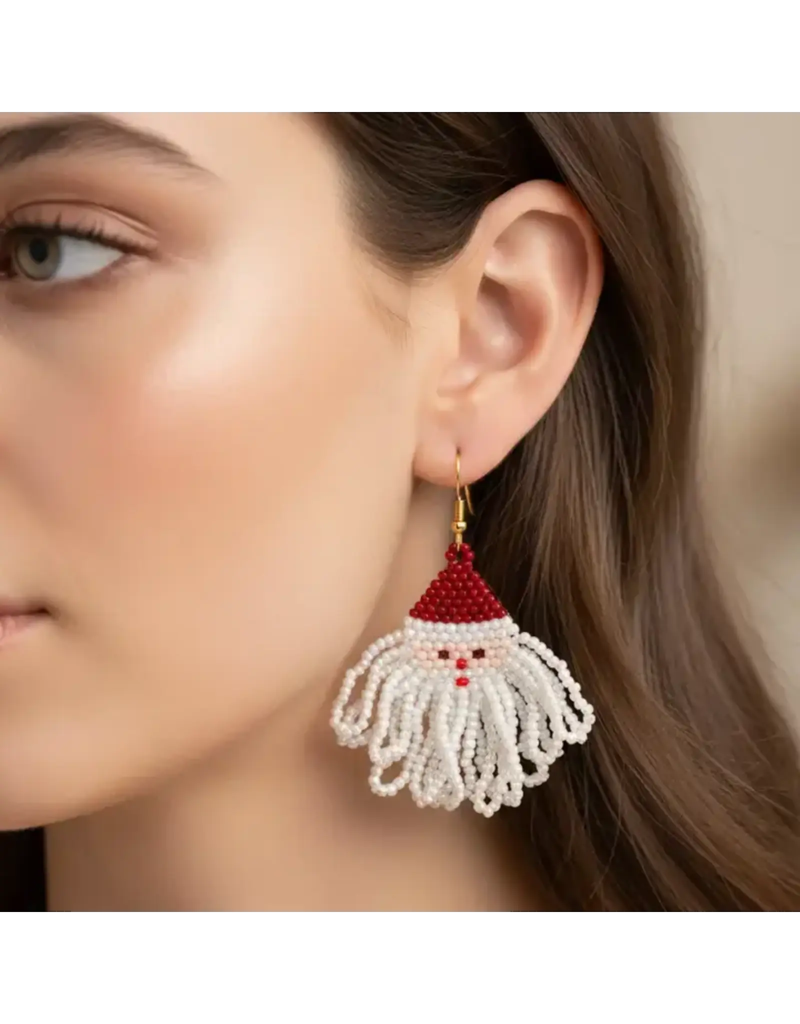 Beaded Santa Earrings, India