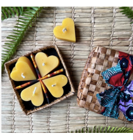 Natural Heart Candle Set in A Banana Leaf Box, Rwanda