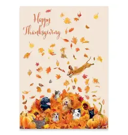 Fun in the Leaves Thanksgiving Greeting Card