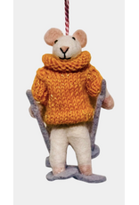Ski Mouse Yellow Sweater Ornament