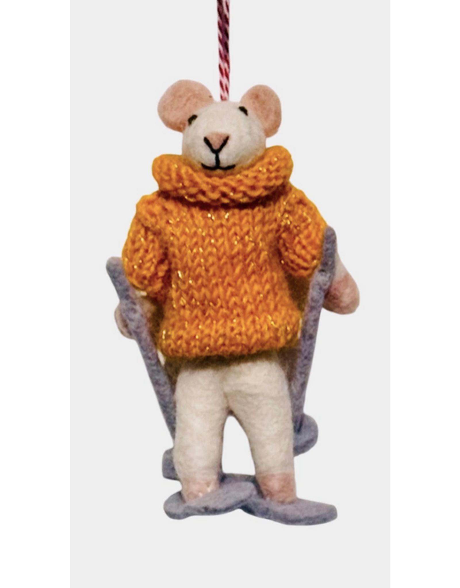 Ski Mouse Yellow Sweater Ornament
