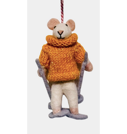 Ski Mouse Yellow Sweater Ornament