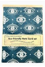 Eco-friendly Note Card Set, Evil Eyes Teal,  Nepal
