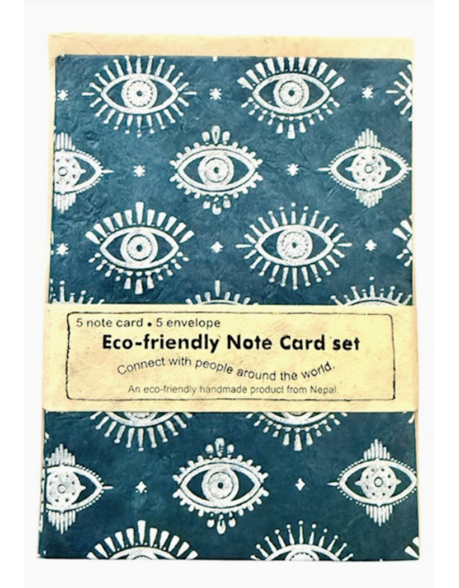 Eco-friendly Note Card Set, Evil Eyes Teal,  Nepal