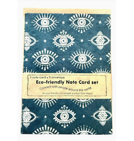 Eco-friendly Note Card Set, Evil Eyes Teal,  Nepal