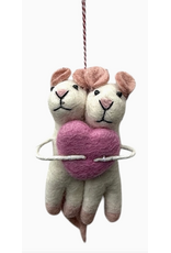 Felt Ornament, Mouse & Mice with Pink Heart, Nepal