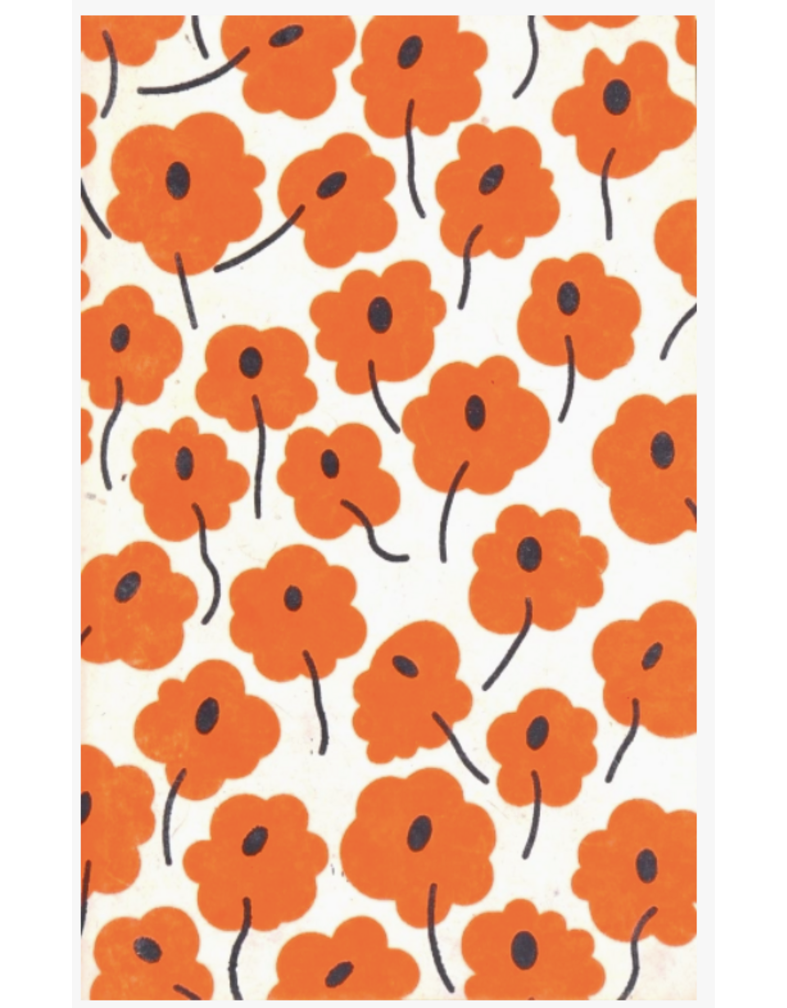 5x8 Poppy Journal, Org/Blk On Cream, Nepal