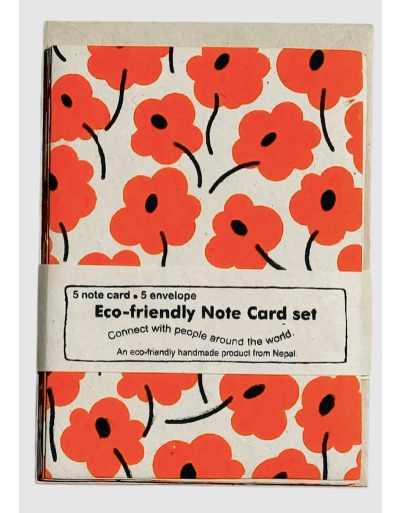 Eco-friendly Note Card Set, Poppy,  Nepal
