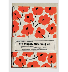 Eco-friendly Note Card Set, Poppy,  Nepal