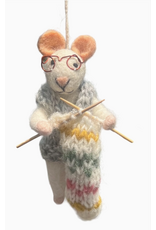 Felt Ornament, Knitting Mice, Nepal