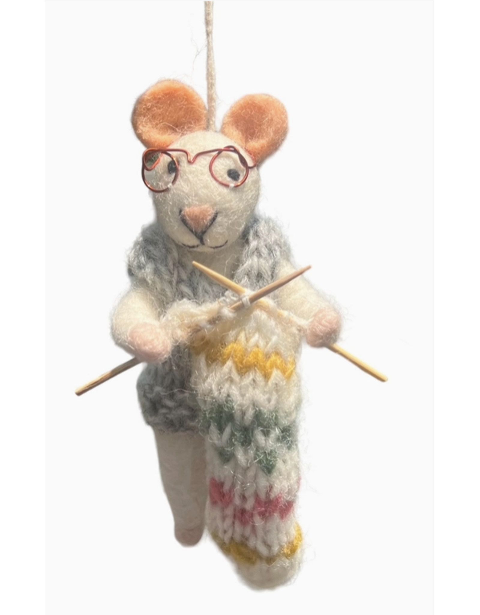 Felt Ornament, Knitting Mice, Nepal