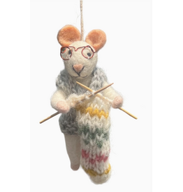 Felt Ornament, Knitting Mice, Nepal