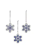 Ceramic Snowflake Christmas Ornaments - Set of 3