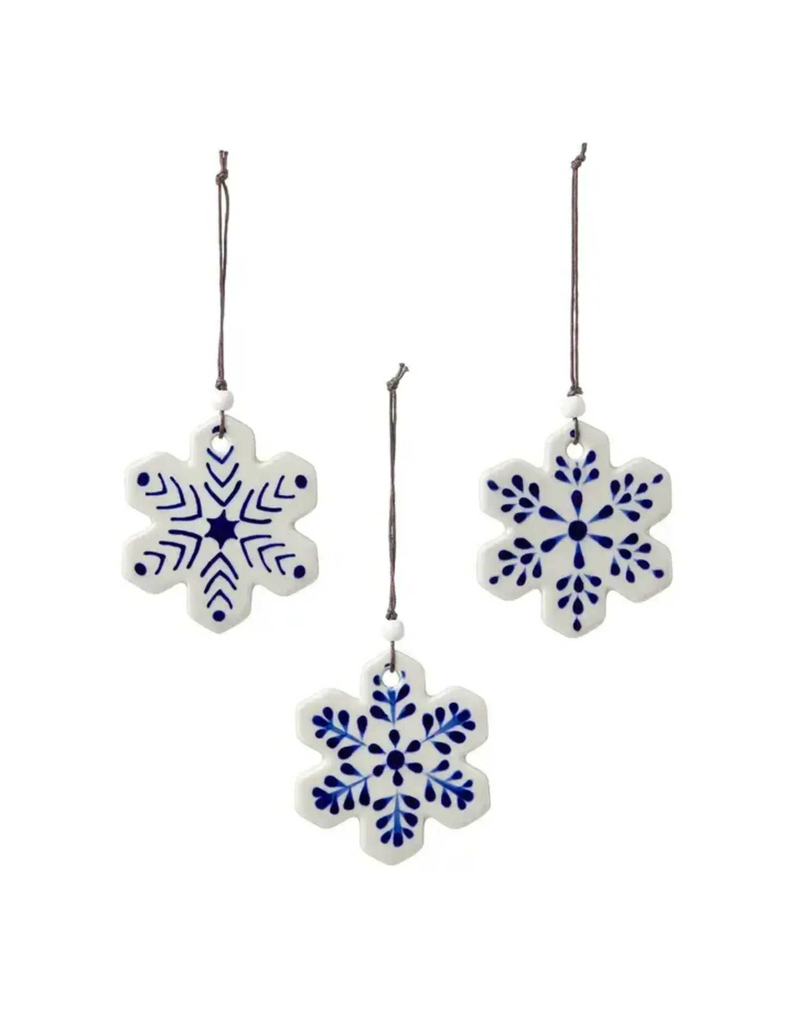 Ceramic Snowflake Christmas Ornaments - Set of 3