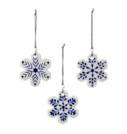 Ceramic Snowflake Christmas Ornaments - Set of 3