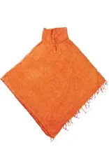 Woven Brushed Poncho, Nepal, Tangerine
