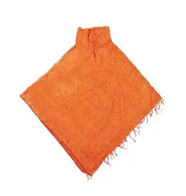 Woven Brushed Poncho, Nepal, Tangerine